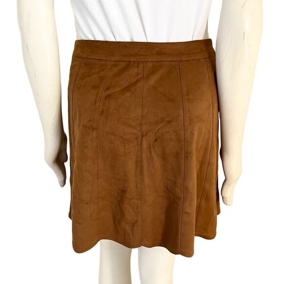 EVENUEL Snap Front Western Boho Short Skirt with Scalloped Hem in Brown SZ M - Picture 6 of 10